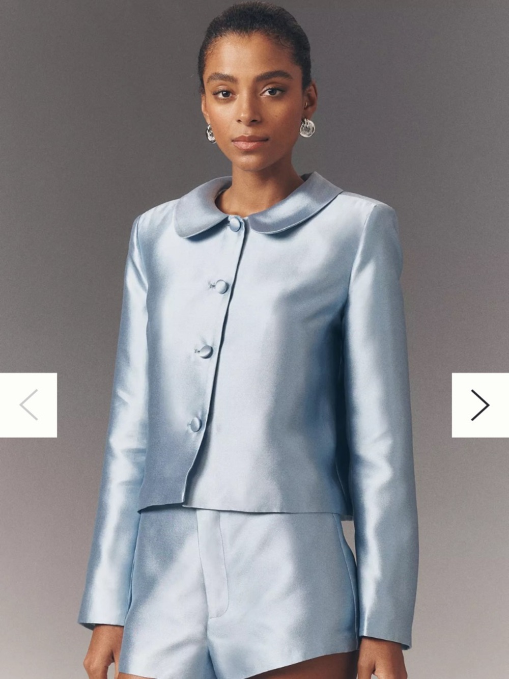 Reformation Light Blue Satin Button-Up Jacket - Picture 2 of 3